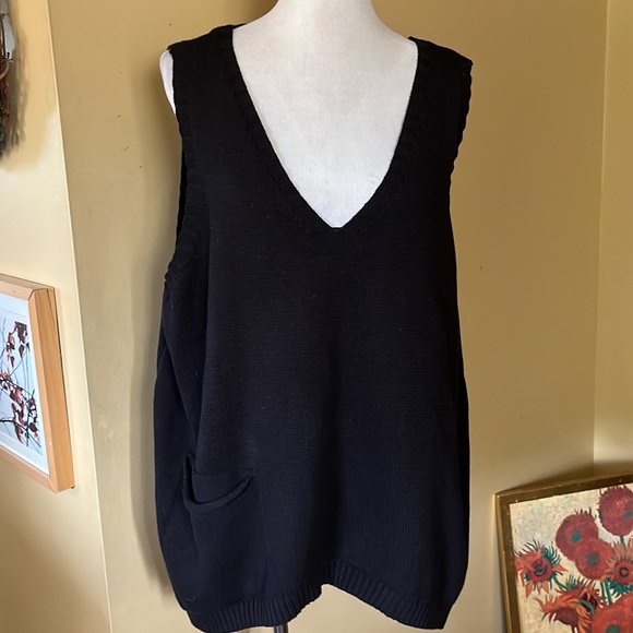 YES/NO Size MEDIUM Oversized VNeck Cotton Vest 1-Pocket LagenLook Slouch $98 NEW - Picture 10 of 10